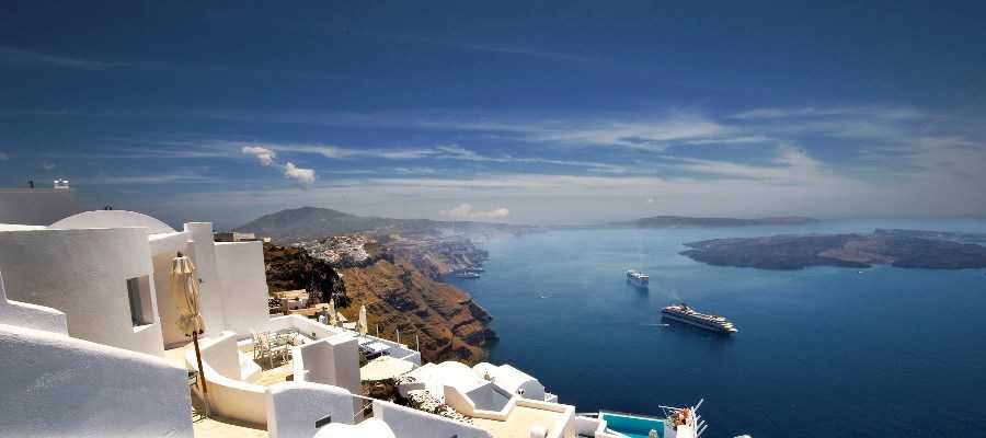 Across the caldera, from Fira to Oia